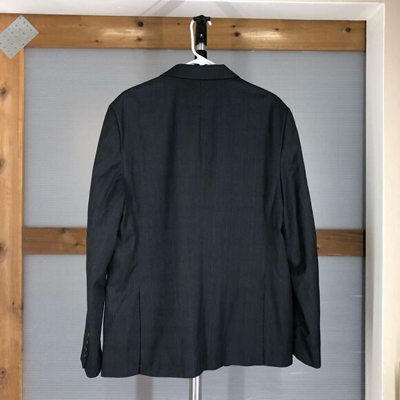 Sz XL/47- KENNETH COLE Reaction Dark Grey Plaid 2 Button Men Blazer Suit Jacket - Picture 6 of 12